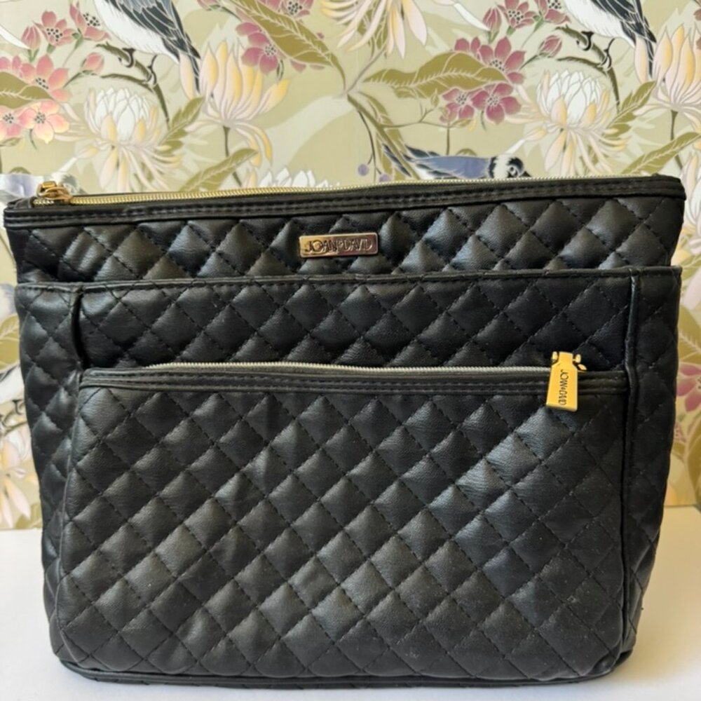 Joan & David Large Quilted Cosmetic Bag – Black | Gently Used
